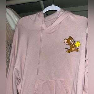 Pink Hoodie with Cartoon tom and Jerry Design